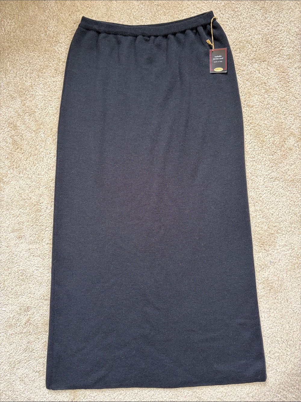 Vintage Talbots Murano Wool Soft Black Knit Maxi Skirt with Back Slit